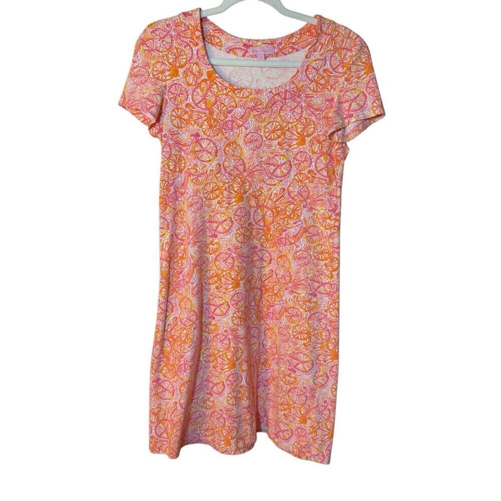 Lilly Pulitzer Kelsea Dress in Ten Speed Bicycle Print‎ Sz XS Orange Pink